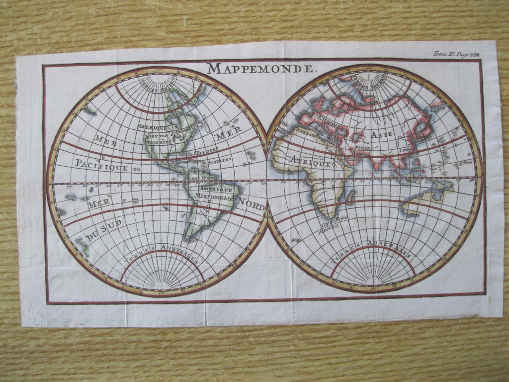 Mapa del Mundo, 1760. Pluche